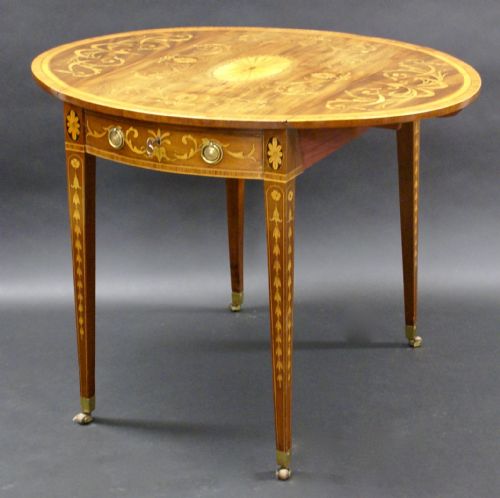A Sheraton Period Inlaid Oval Pembroke Table