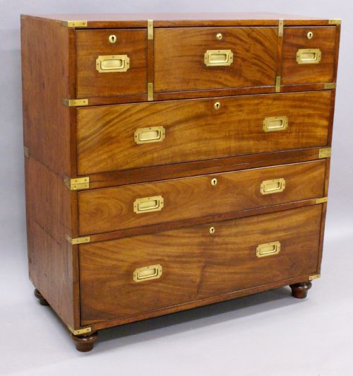 A Mahogany  Secretaire Military Chest of Drawers