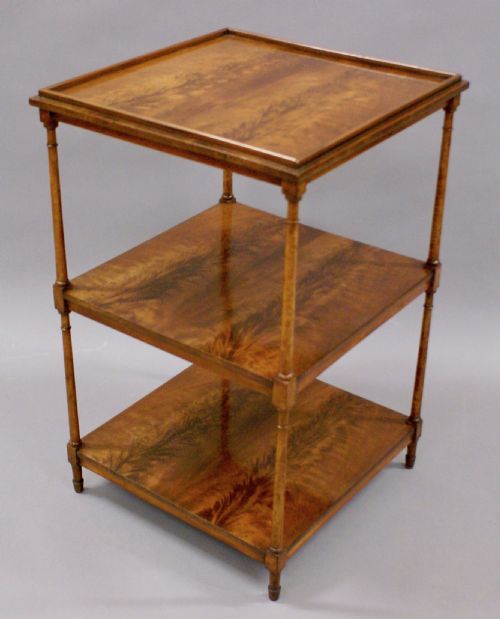 A Flame Mahogany and Birds-eye Maple Etagere