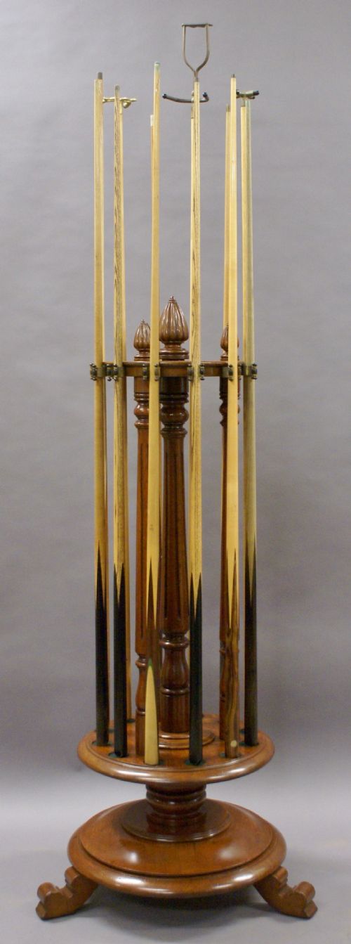 A Large Edwardian Revolving Snooker Cue Stand