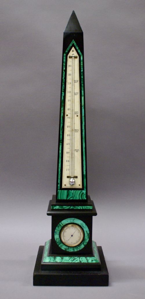 Malachite and Black Marble Barometer