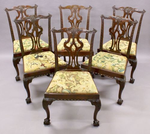 A Superb Set of 6 Chippendale Period Chairs