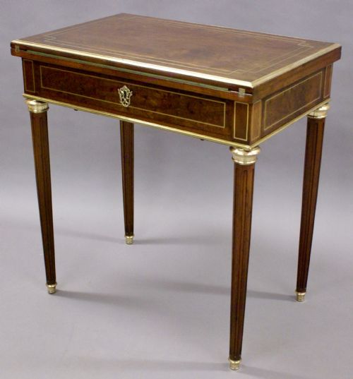 A Napoleon III Brass Inlaid Card Table