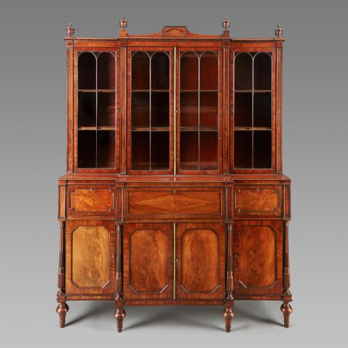 Early 19th Century Mahogany Breakfront Library Bookcase Attributed to Gillows