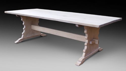 A Large Limed Oak Refectory Table