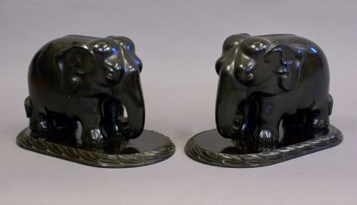 EXCEPTIONAL PAIR OF CARVED EBONY ELEPHANTS - ADDITIONAL PHOTO 1