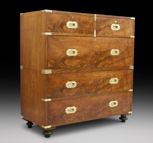 A Fine Quality Walnut Military Chest