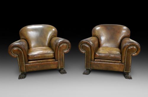 An Imposing Pair of Club Chairs