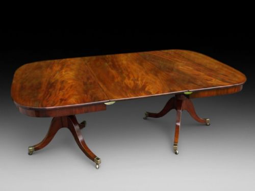 Regency Period Mahogany Twin Pedestal Dining Table.