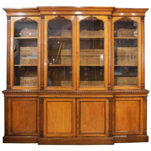 19th Century Oak Breakfront Library Bookcase