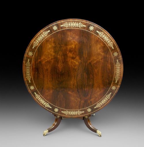 A Regency Rosewood and Brass Inlaid Centre Table