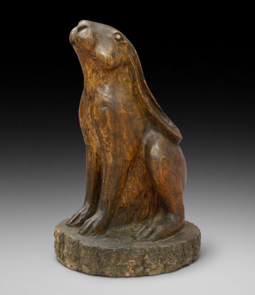 A Carved Wooden Moon Gazing Hare