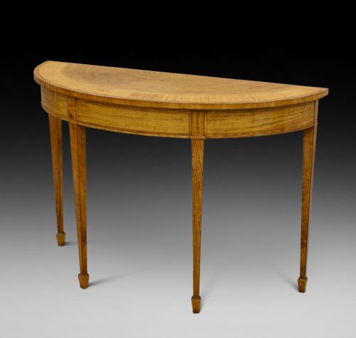 A Satinwood Demi Lune Console Table