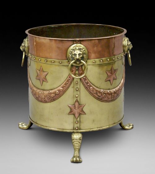 A 19th C Copper & Brass Log Bin