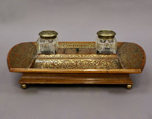 REGENCY ROSEWOOD BRASS INLAID DESKINKSTAND - ADDITIONAL PHOTO 2