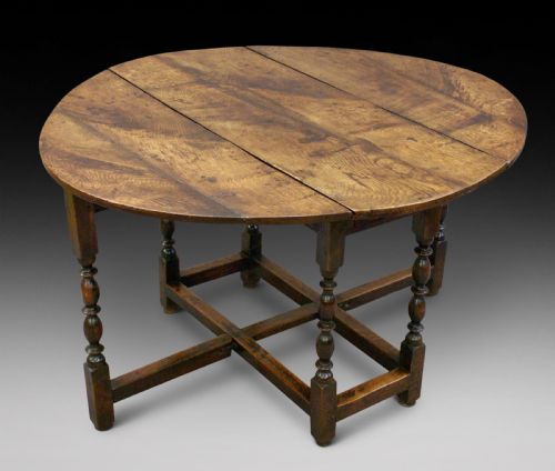 Late 17th C Oak Gateleg Table with Fine Patia