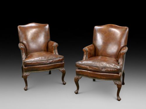 A Pair of Georgian Style Gainsborough Chairs