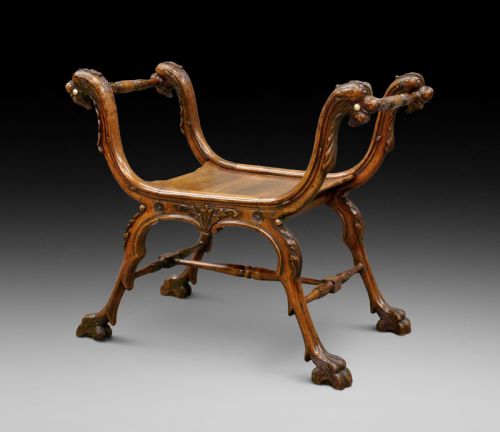 A Carved Walnut Window Seat