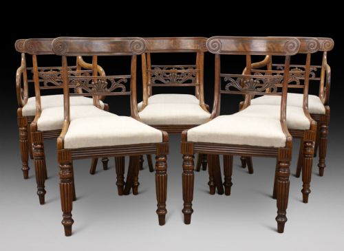 A Fine Set of 8, Scottish Regency Dining Chairs