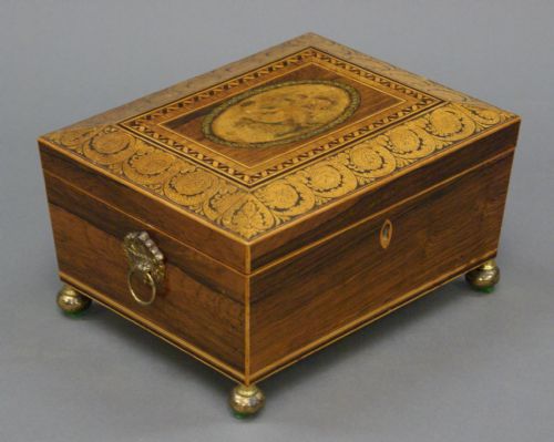 A REGENCY ROSEWOOD SEWING BOX - ADDITIONAL PHOTO 2
