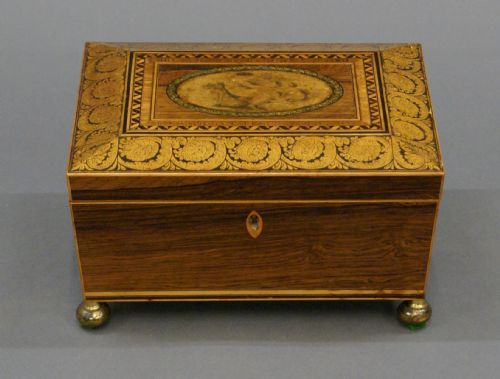 A REGENCY ROSEWOOD SEWING BOX - ADDITIONAL PHOTO 3