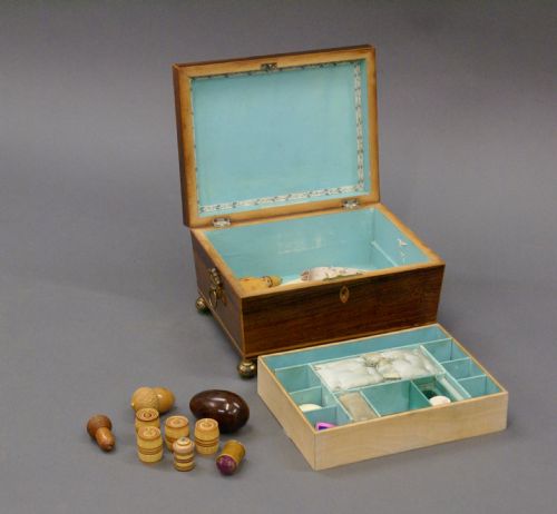 A REGENCY ROSEWOOD SEWING BOX - ADDITIONAL PHOTO 4