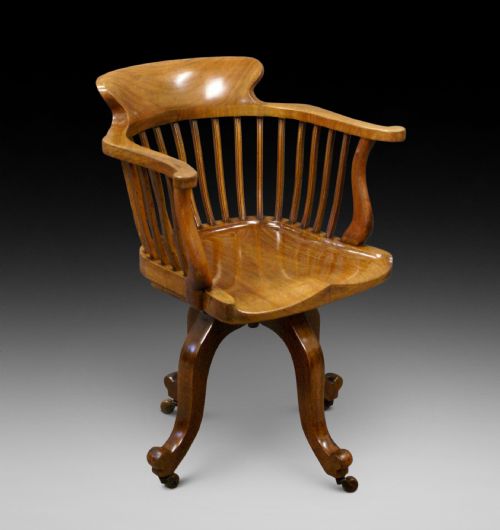 A Quality Walnut Revolving Desk Chair