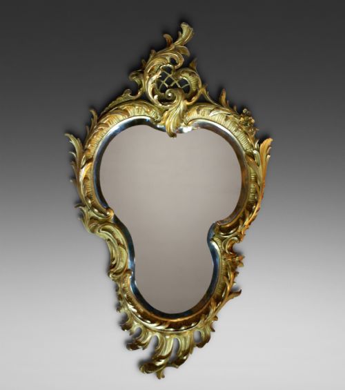 A SUPERB 19THC GILT FRAME WALL MIRROR