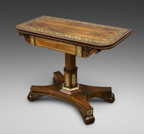 A Regency Rosewood & Brass Inlaid Card Table