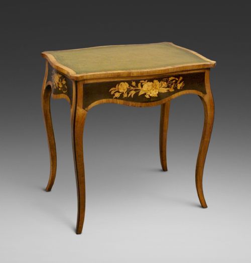 a fine marquetry inlaid writhing table - CATEGORY: ANTIQUE TABLES - DATED 1860