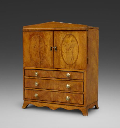 A Rare Regency Miniature Satinwood Linen Press