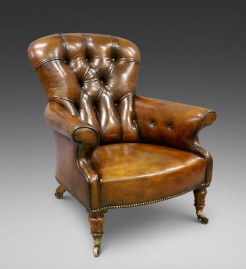 A 19thc Leather Upholstered Arm Chair