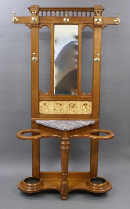 A VICTORIAN OAK HALL STAND - ADDITIONAL PHOTO 3