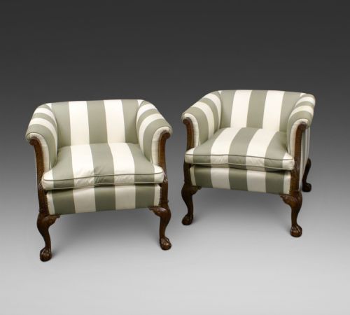 An Impressive Pair of Edwardian Mahogany Arm Chairs