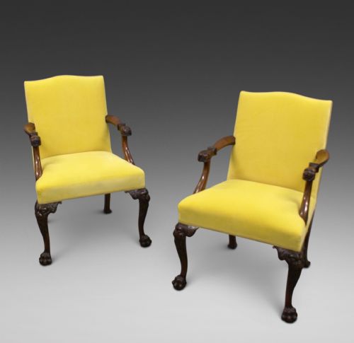 A Pair of Mahogany Gainsborough Chairs