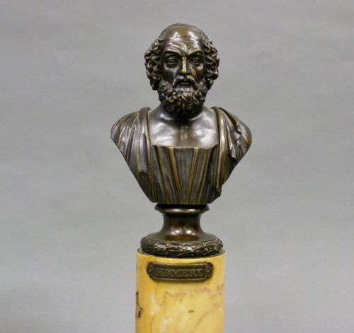 A PAIR OF BRONZE BUSTS OF CLASSICAL PHILOSOPHERS - ADDITIONAL PHOTO 2