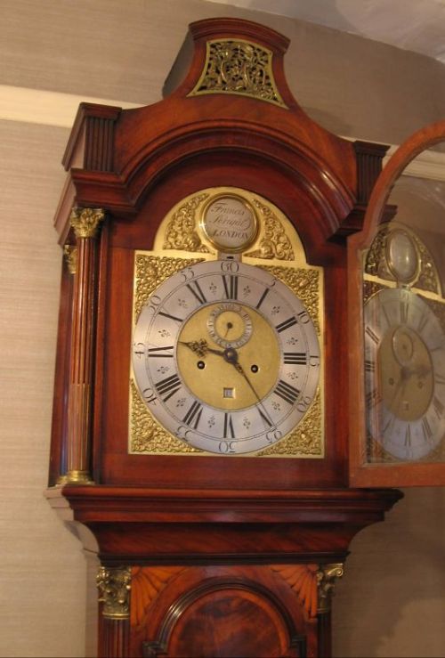 fig 1. A fine long case clock by Francis Perigal of London