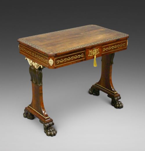 An Exceptional Regency Brass Inlaid Rosewood Table