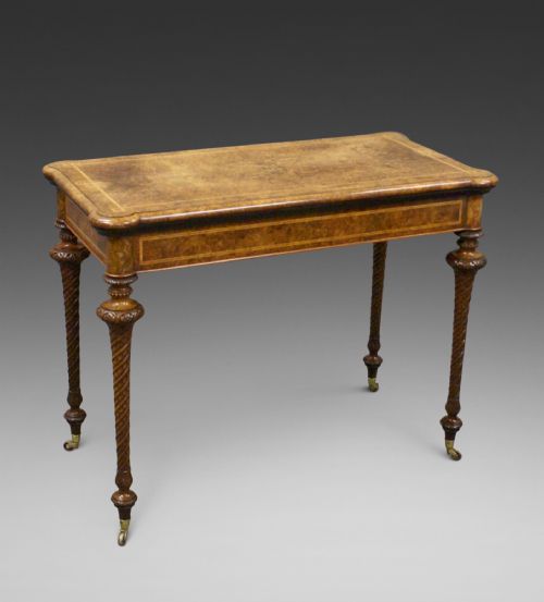 A Good Quality Victorian Burl Walnut Card Table