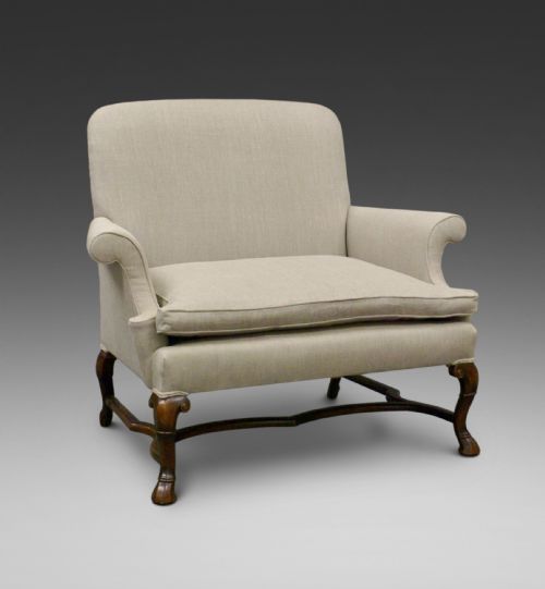 A Very Large 19thc Walnut Arm Chair