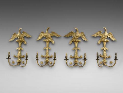 A Set of Gilt Wood Spread Eagle Wall Lights