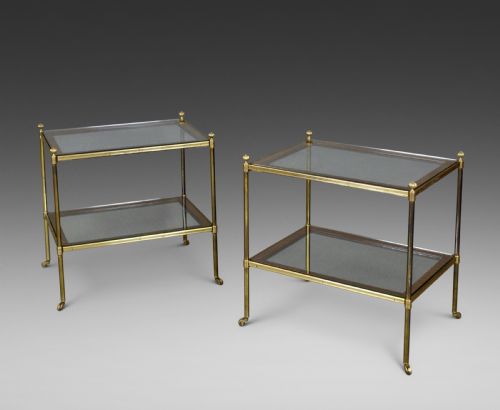 Pair of  1930'S Brass and Glass Side Tables