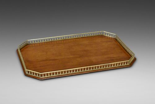 A Mahogany and Brass Galleried Tray