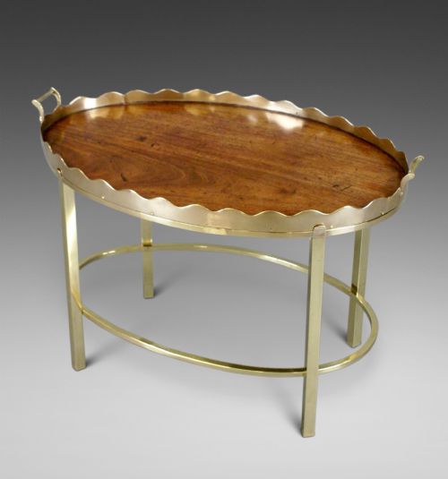 19th Century Mahogany a Brass Tray on Stand