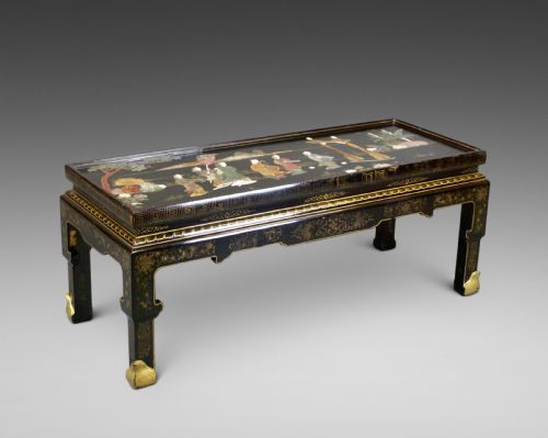A Black Jappaned Chioniserie Coffee Table