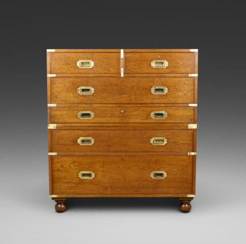 A Solid Teak Secretaire Military Chest