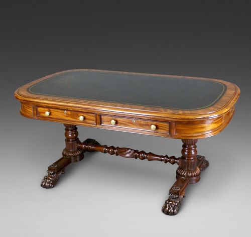 An Imposing Regency Mahogany Library Writing Table