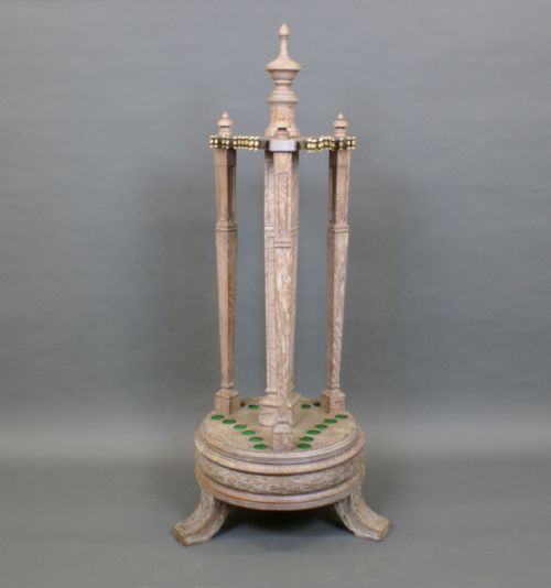 An Edwardian Limed Oak Snooker Cue Stand
