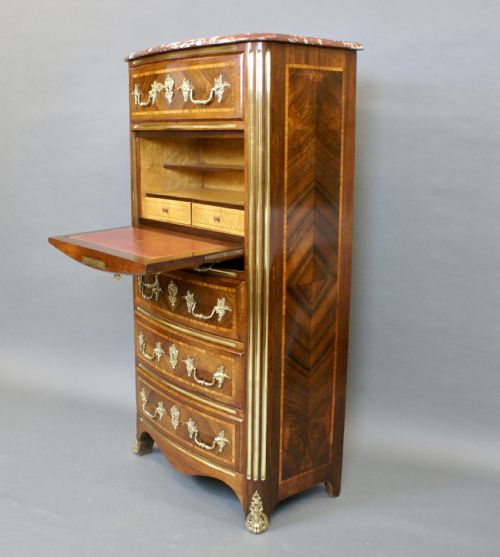 AN ATTRACTIVE FRENCH ROSEWOOD SECRETAIRE CHEST - ADDITIONAL PHOTO 4