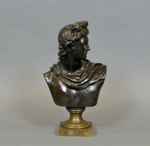 fig 1. 19Th Century French Bronze Bust Of Apollo